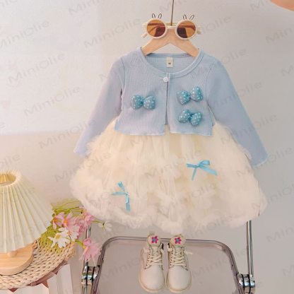 Baby Bow Knit Layered Tulle Dress - Blue - 4-5T - image 3