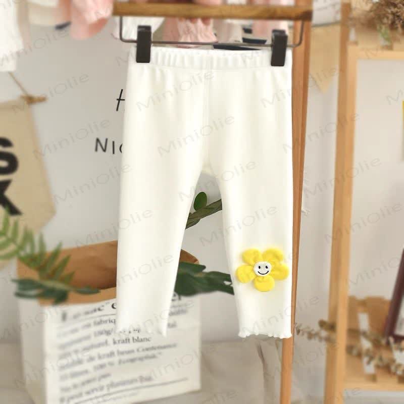 Baby Toddler Soft Smiley Flower Leggings - White - 4-5T - image 3