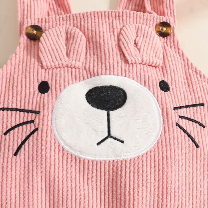 Baby Bear Adjustable Strap Corduroy Overalls and Bodysuit with Headband 3-piece Set  - image 9