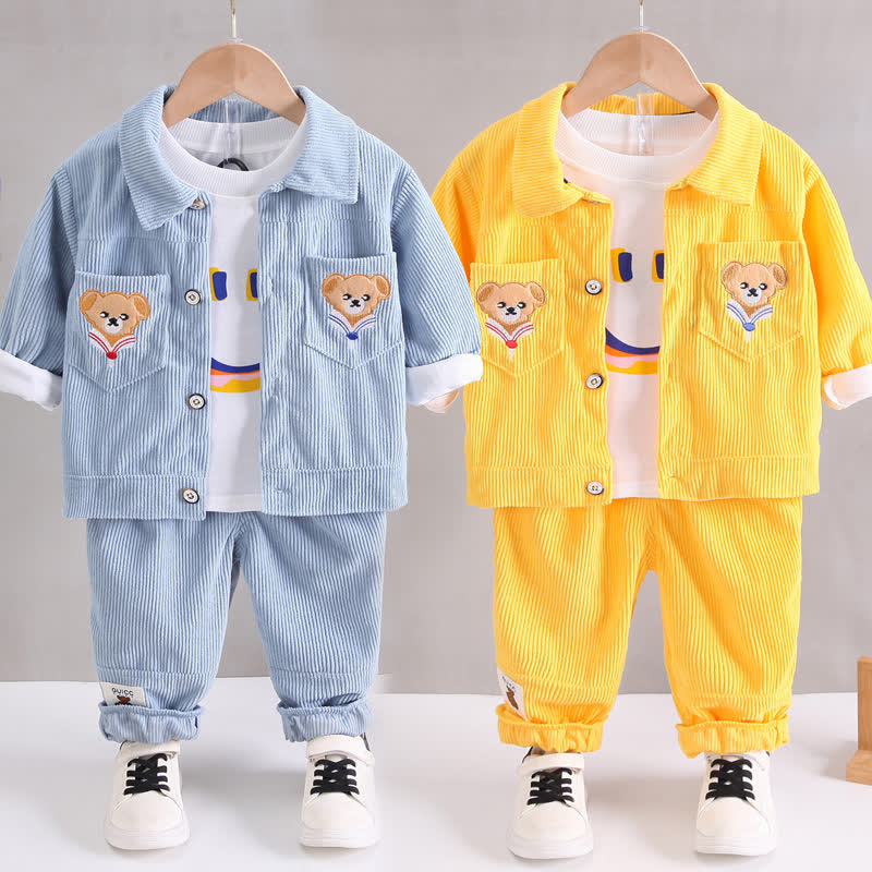 Toddler Bear Patch Corduroy 3-piece Set - image 1