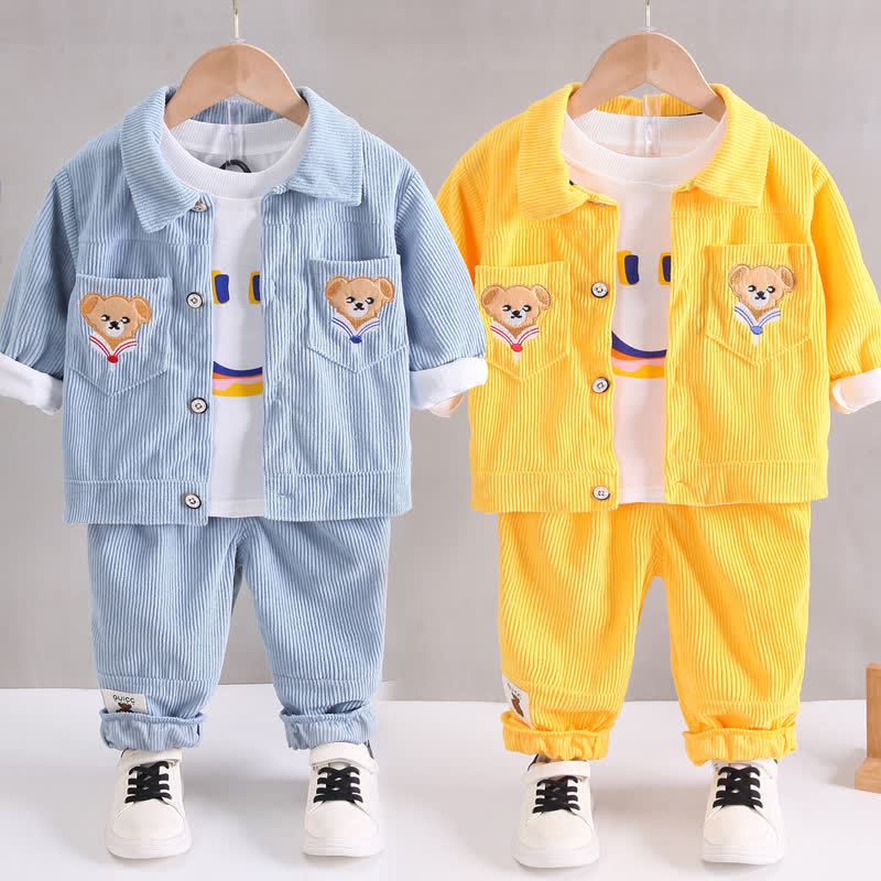 Toddler Bear Patch Corduroy 3-piece Set - image 1
