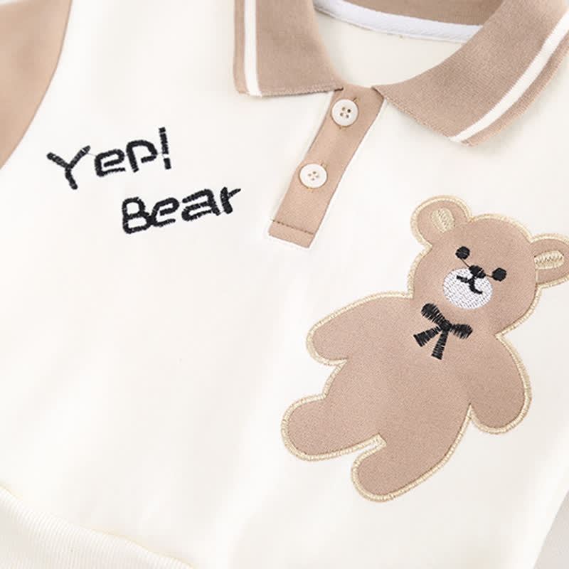 YEP! BEAR Toddler Boy Colorblock Polo Sweatshirt and Pants 2-piece Set - image 7