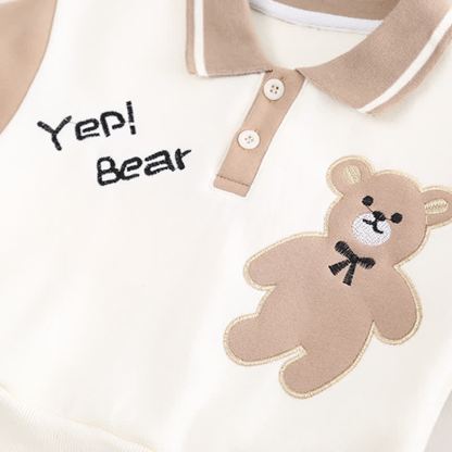 YEP! BEAR Toddler Boy Colorblock Polo Sweatshirt and Pants 2-piece Set - image 7