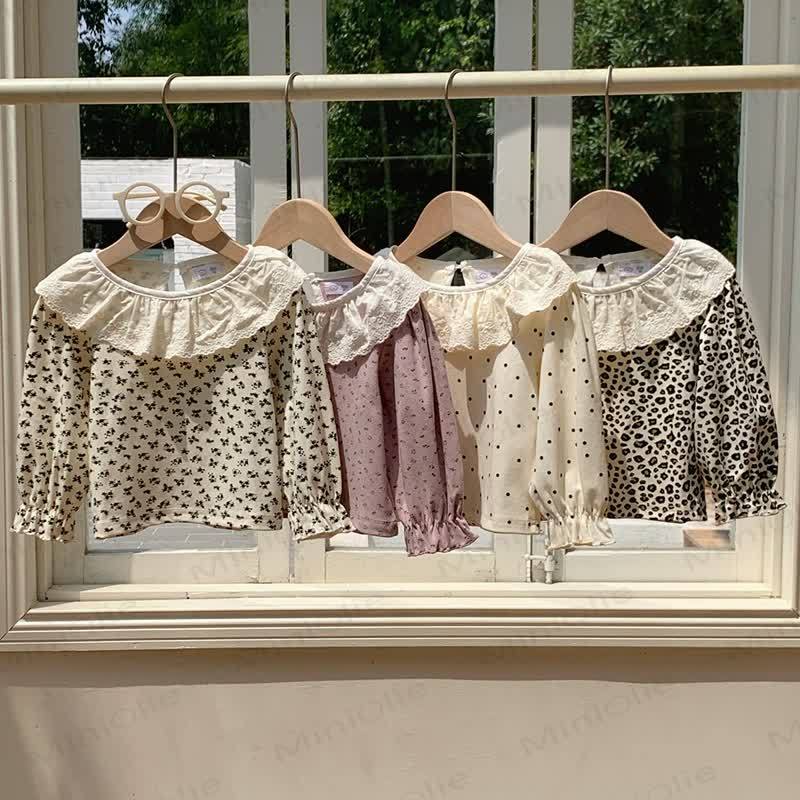 Toddler Girl Vintage Floral Peter Pan Collar T-Shirt - image 1
