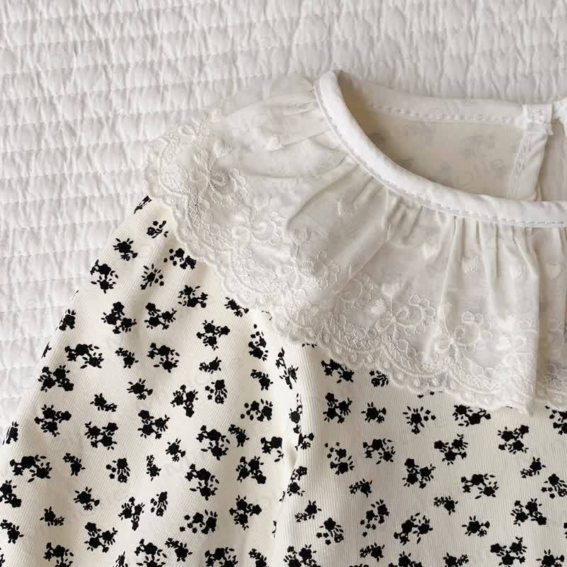 Toddler Girl Vintage Floral Peter Pan Collar T-Shirt - image 8