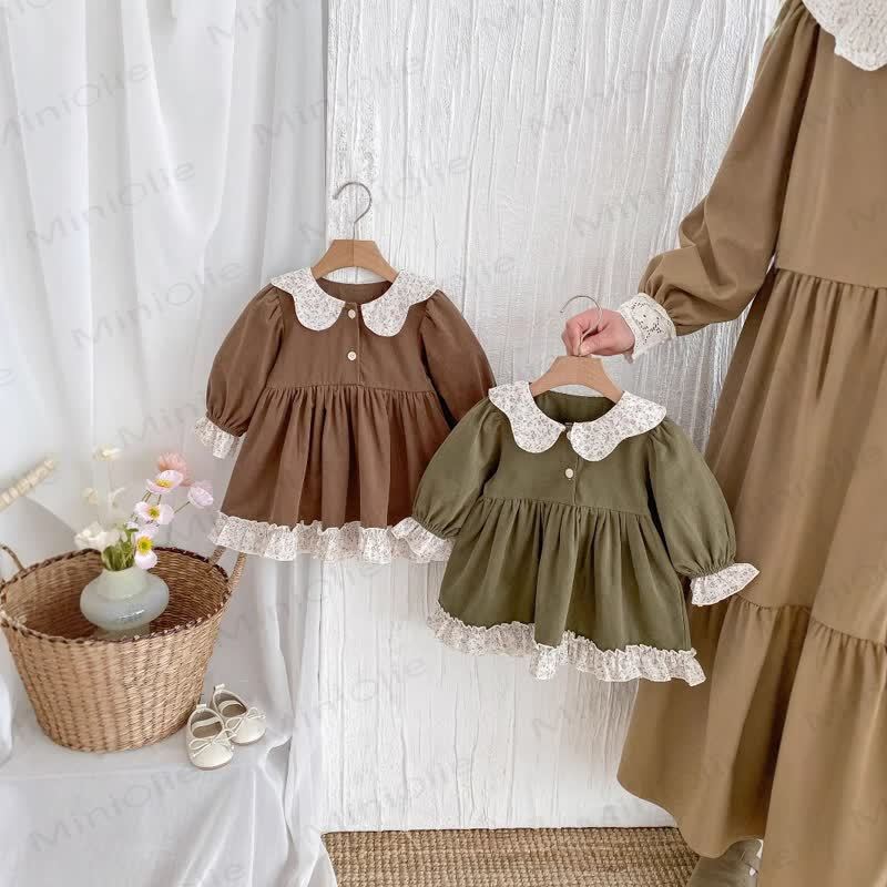 Baby Girl Flower Collar Puff Sleeve Dress - image 2