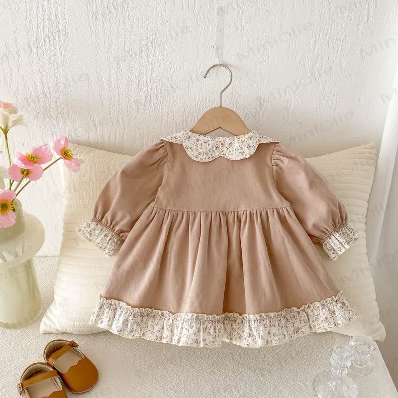 Baby Girl Flower Collar Puff Sleeve Dress - image 4