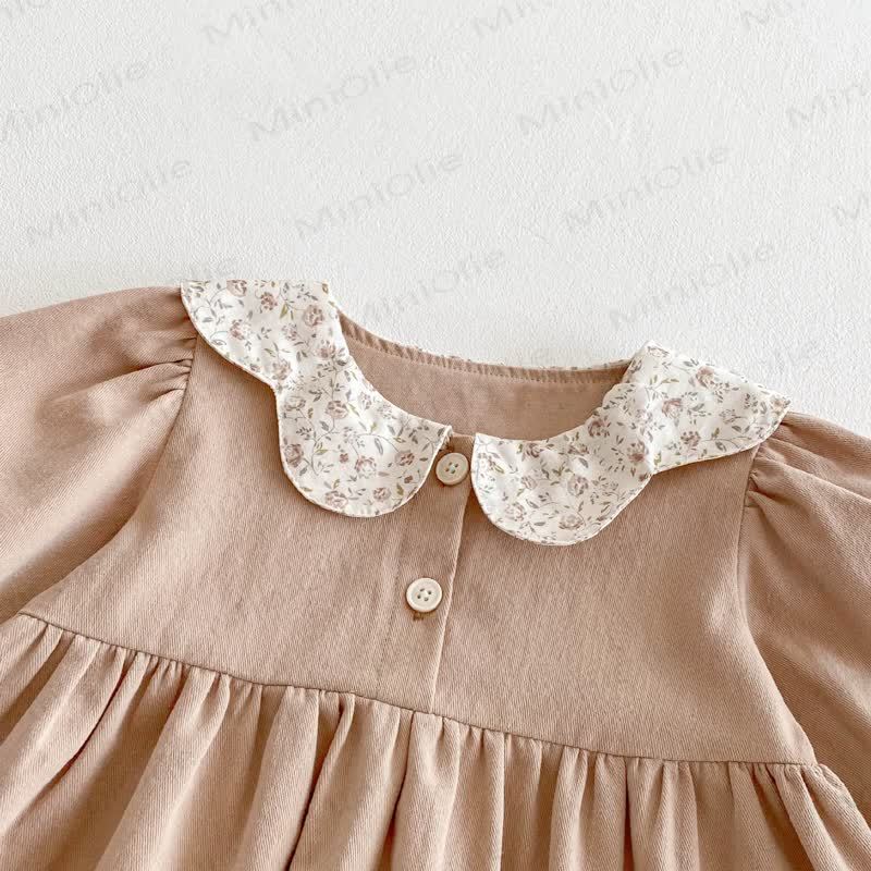 Baby Girl Flower Collar Puff Sleeve Dress - image 9