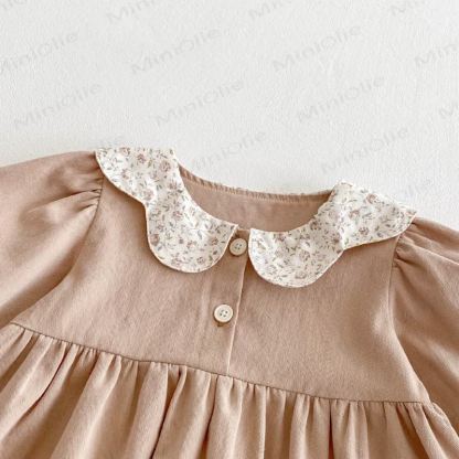Baby Girl Flower Collar Puff Sleeve Dress - image 9