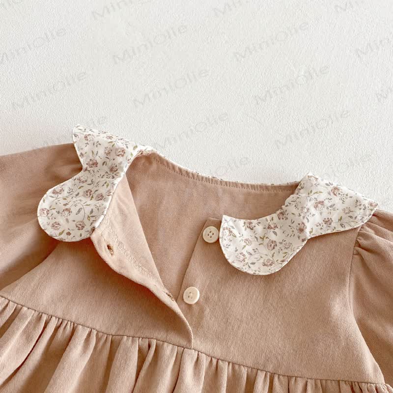 Baby Girl Flower Collar Puff Sleeve Dress - image 10