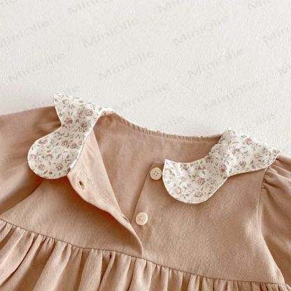 Baby Girl Flower Collar Puff Sleeve Dress - image 10