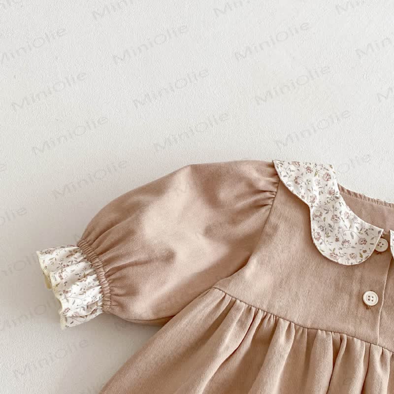 Baby Girl Flower Collar Puff Sleeve Dress - image 11