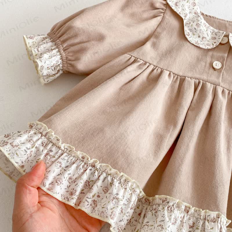 Baby Girl Flower Collar Puff Sleeve Dress - image 14
