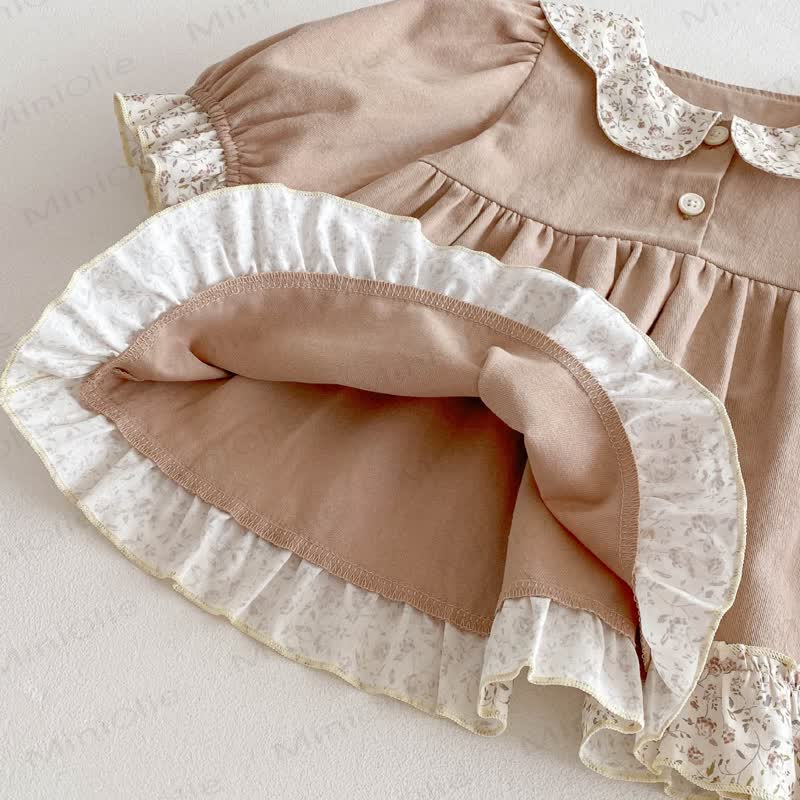 Baby Girl Flower Collar Puff Sleeve Dress - image 15