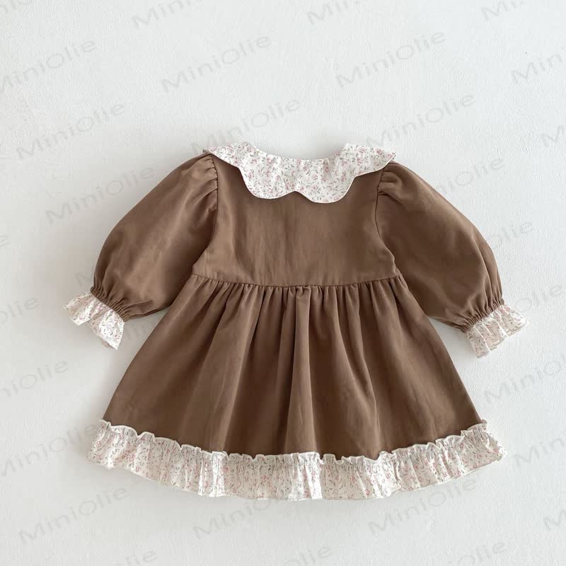 Baby Girl Flower Collar Puff Sleeve Dress - image 6
