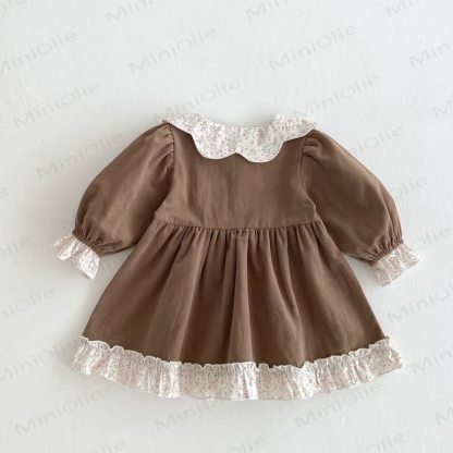 Baby Girl Flower Collar Puff Sleeve Dress - image 6