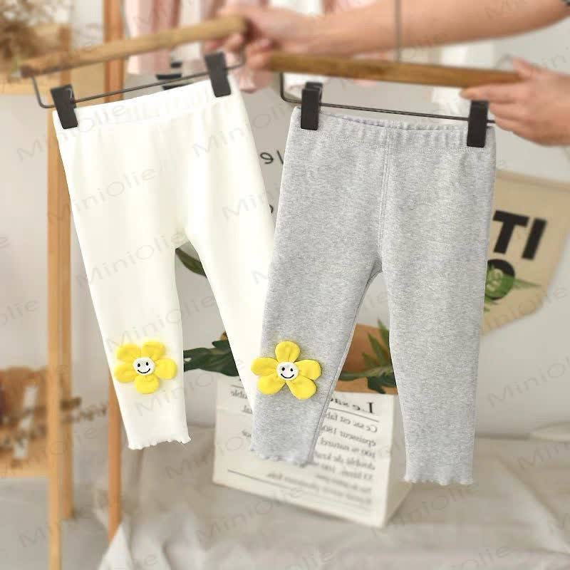 Baby Toddler Soft Smiley Flower Leggings - image 1