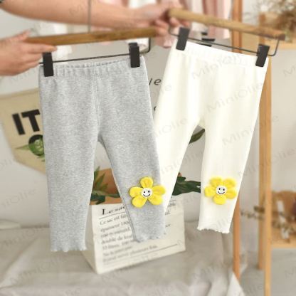 Baby Toddler Soft Smiley Flower Leggings - image 2