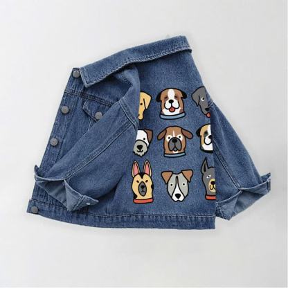 Toddler Kid Dogs Print Denim Jacket - Blue - 10-11T - image 1