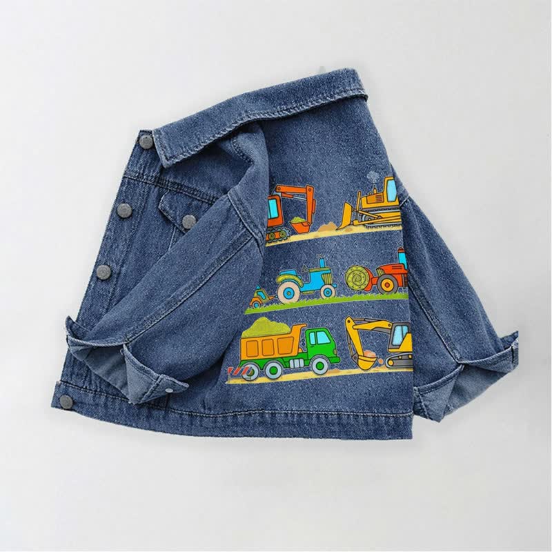 Toddler Kid Excavator Denim Jacket - Blue - 10-11T - image 1