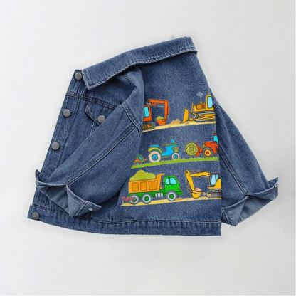 Toddler Kid Excavator Denim Jacket - Blue - 10-11T - image 1