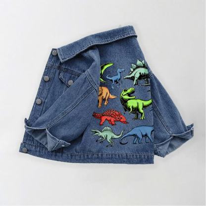 Toddler Kid Boys Dinosaur Jurassic Denim Jacket - Blue - 10-11T - image 1
