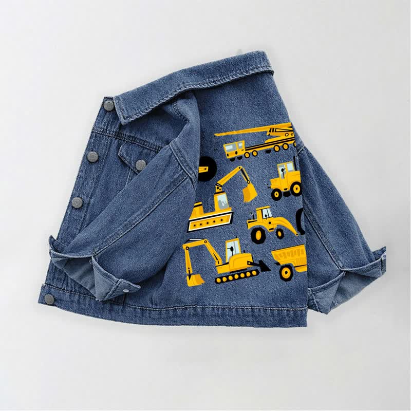 Construction Vehicles Excavator Toddler Kid Denim Jacket - image 2