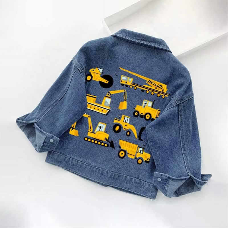 Construction Vehicles Excavator Toddler Kid Denim Jacket - Blue - 10-11T - image 1
