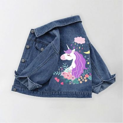 Unicorn in Raining Garden Toddler Kid Denim Jacket - image 2