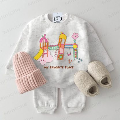 MY FAVORITE PLACE Baby Sweatshirt Amusement Park Print 2-piece Set - Grey - 2-3T - image 1