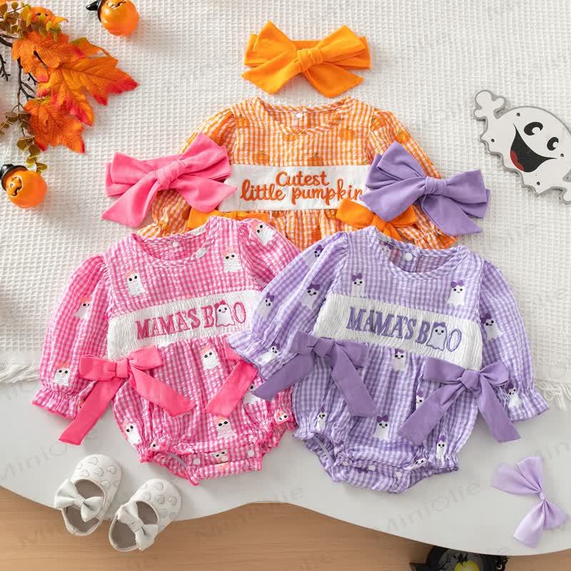 MAMA'S BOO Baby Gingham Bodysuit with Headband - image 1