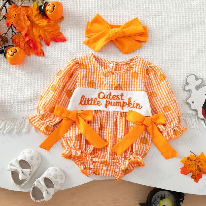 MAMA'S BOO Baby Gingham Bodysuit with Headband - Orange - 12-18M - image 2