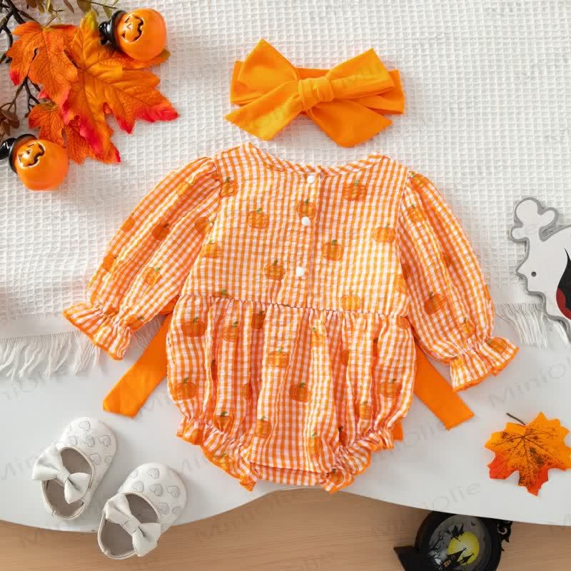 MAMA'S BOO Baby Gingham Bodysuit with Headband - image 3
