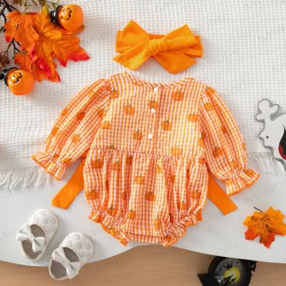 MAMA'S BOO Baby Gingham Bodysuit with Headband - image 3