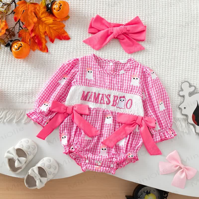 MAMA'S BOO Baby Gingham Bodysuit with Headband - Pink - 12-18M - image 12