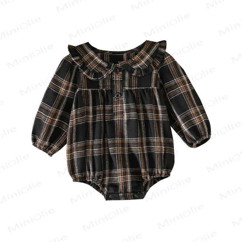 Baby Vintage Plaid Ruffle Collar Bodysuit - image 12