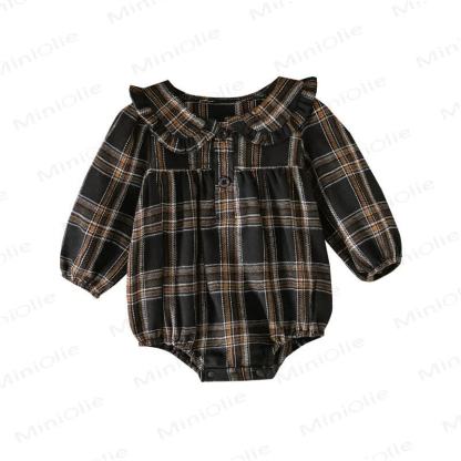 Baby Vintage Plaid Ruffle Collar Bodysuit - image 12