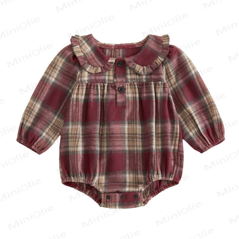 Baby Vintage Plaid Ruffle Collar Bodysuit - Red - 12-18M - image 22
