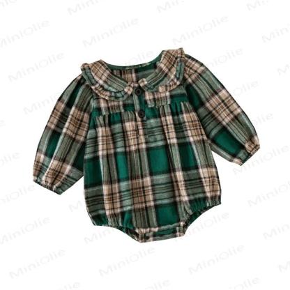 Baby Vintage Plaid Ruffle Collar Bodysuit - image 25