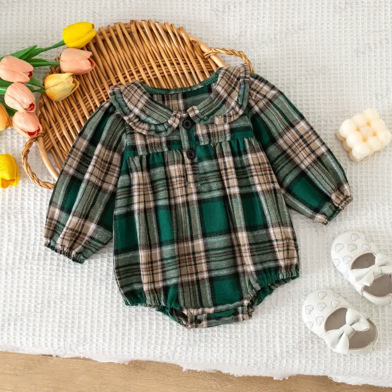 Baby Vintage Plaid Ruffle Collar Bodysuit - Green - 12-18M - image 23