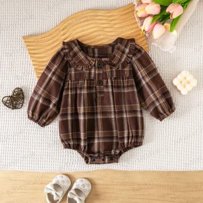 Baby Vintage Plaid Ruffle Collar Bodysuit - image 4