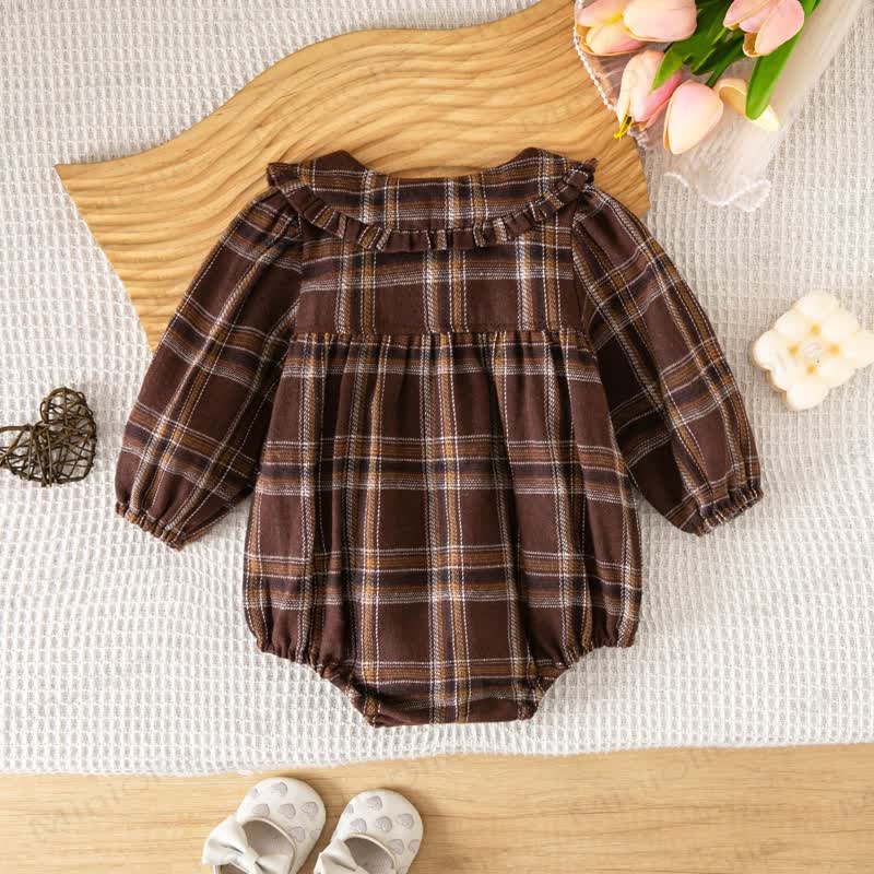 Baby Vintage Plaid Ruffle Collar Bodysuit - image 3