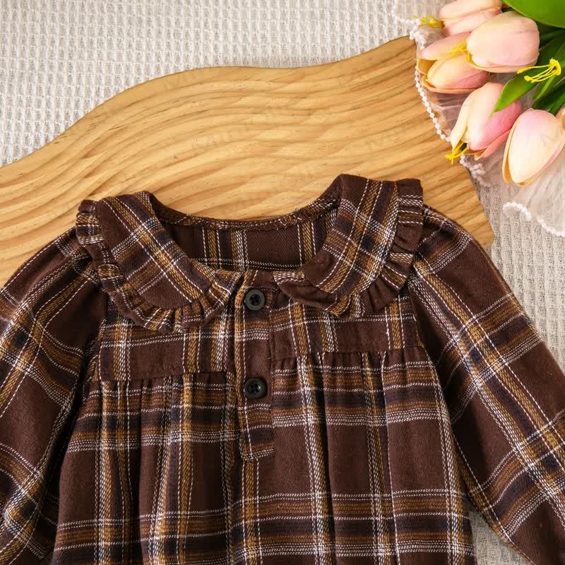 Baby Vintage Plaid Ruffle Collar Bodysuit - image 5