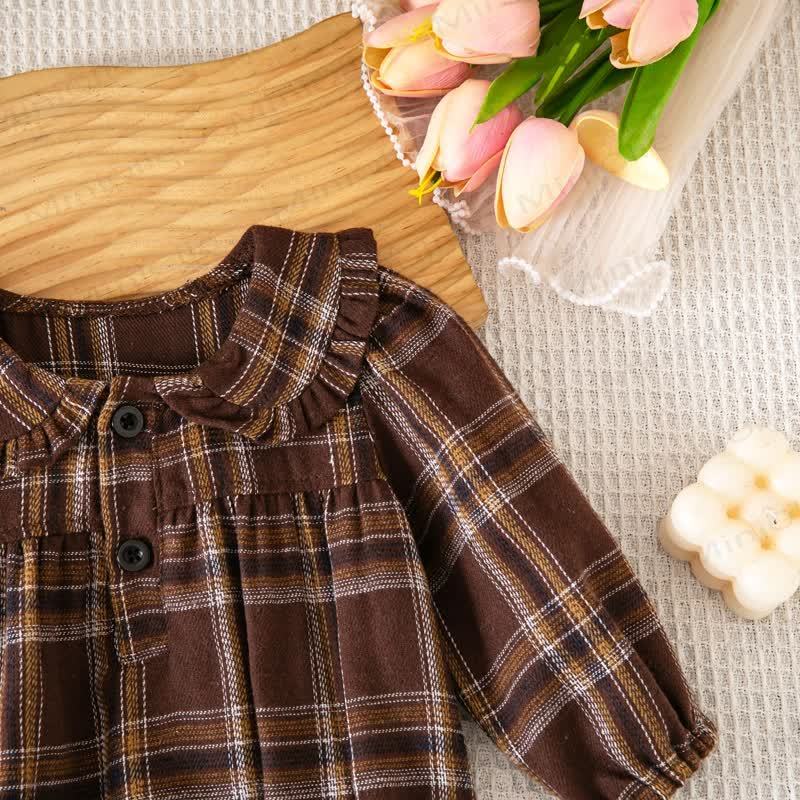 Baby Vintage Plaid Ruffle Collar Bodysuit - image 6