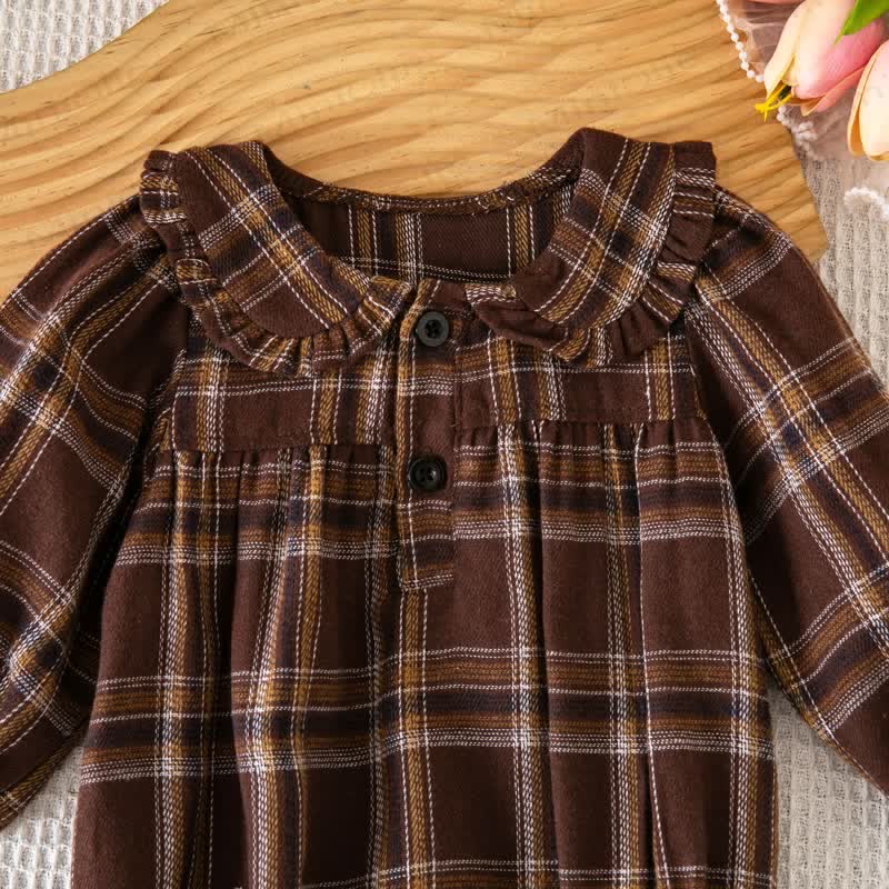Baby Vintage Plaid Ruffle Collar Bodysuit - image 7