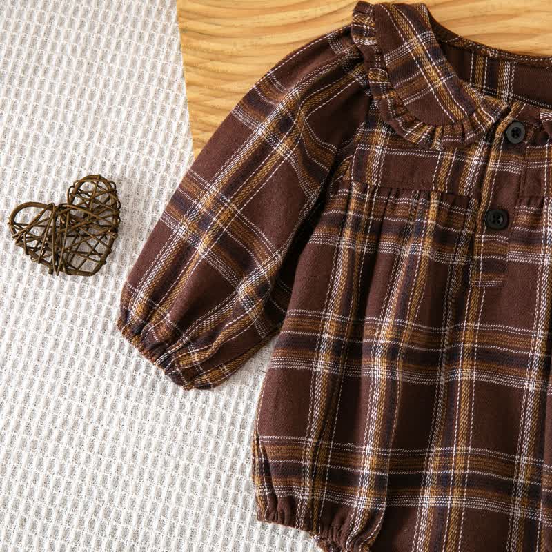 Baby Vintage Plaid Ruffle Collar Bodysuit - image 8