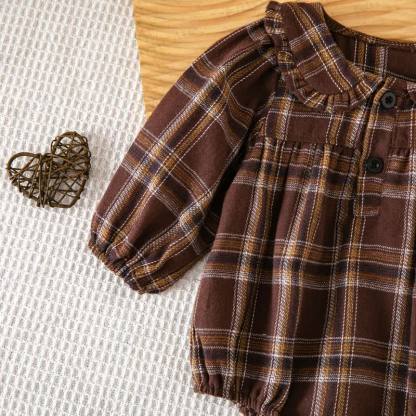 Baby Vintage Plaid Ruffle Collar Bodysuit - image 8
