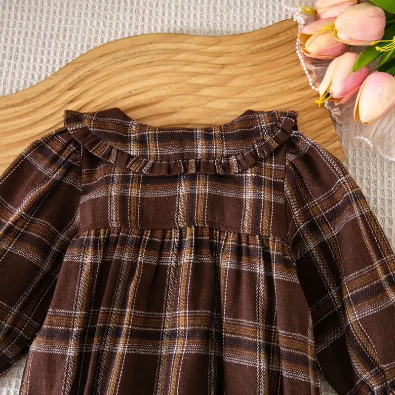 Baby Vintage Plaid Ruffle Collar Bodysuit - image 10