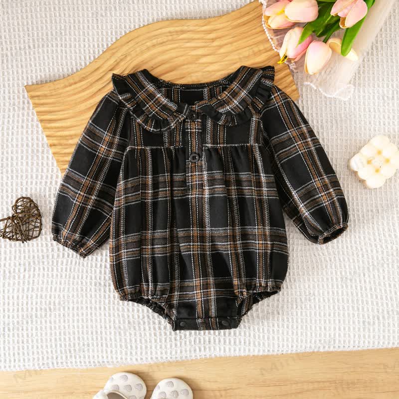Baby Vintage Plaid Ruffle Collar Bodysuit - Blue - 12-18M - image 13