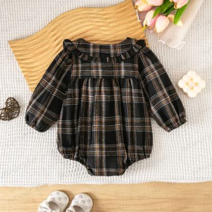 Baby Vintage Plaid Ruffle Collar Bodysuit - image 14